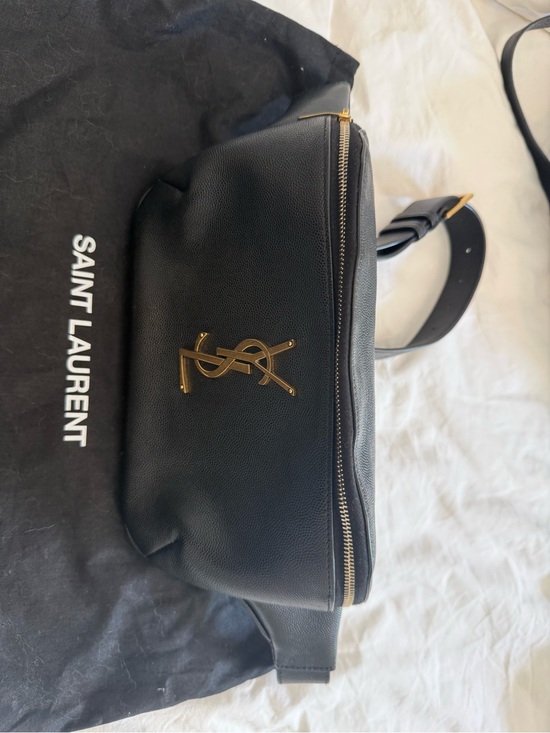 Saint Laurent Handbags - Saint Laurent Black Leather Belt Bag with Gold YSL Hardware